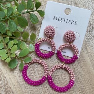 🎉HP🎉 Mestiere Beaded Double Circle Earrings 💗 Magenta & Pink